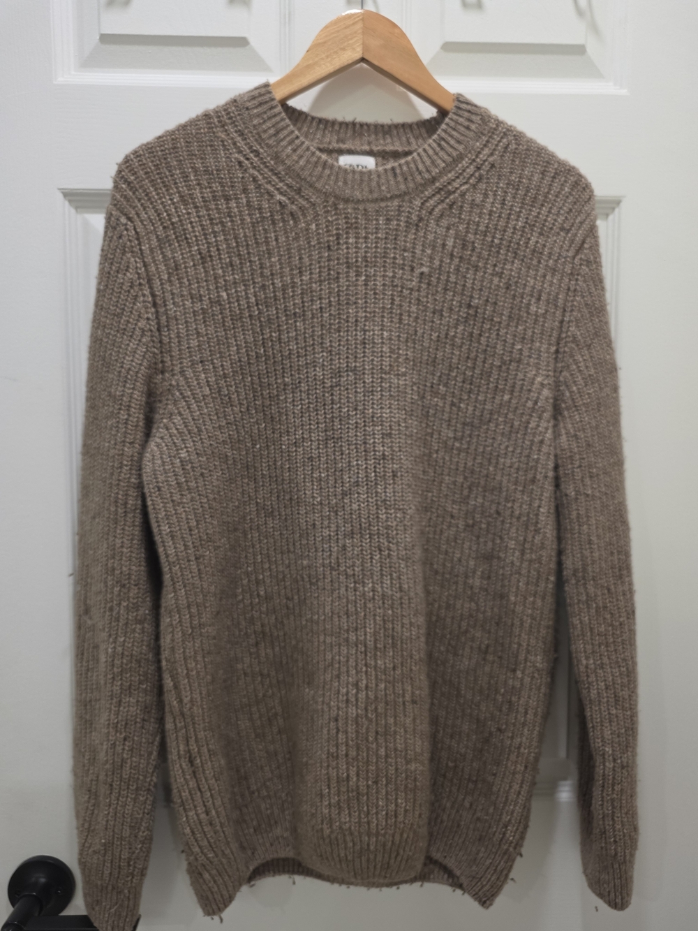 Zara Men's Ribbed Crewneck Sweater - Taupe Brown